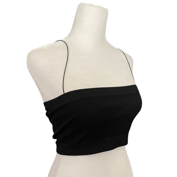 Out from Under Medium Ribbed Bandeau Top Cropped Black Thin Straps Tank - Picture 6 of 8